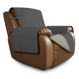 Easy-Going Oversized Recliner Cover Reversible Couch Cover Sofa Cover for Living Room Water Resistant Furniture Protector with Elastic Straps for Pets Dog (Oversized Recliner, Dark Gray/Beige) image 1