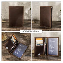 sam's design Full Grain Leather Travel Passport Holder for Men RFID Blocking Passport Case Slim Passport Cover with 4 Card Slots image 5