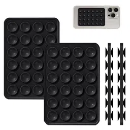 alihan 2 Pack Silicone Suction Phone Case Mount, Double Sided, Non Slip Suction Cup Phone Mount, Silicon Sticky Phone Grip for Cell Phone, Hands-Free Phone Accessories Holder for Selfies and Videos, Black image 1