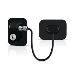 Evvorio Child Safety Device Refrigerator Door Lock with Key and Adhesives, Cabinet Restrictor Cable for Baby and Toddler, Lock for Cupboards, Drawers, Fridge, Wardrobe, Black, Pack of 2 image 1