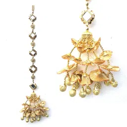 sandynavz Light weight Hair jewellery Choti Jadai Billai Wedding Bridal Jewellery Paranda Parandi Braid Extension, Punjabi Tassles Hair Paranda Braid Parandi Choti (Golden) Design AS per availability image 4