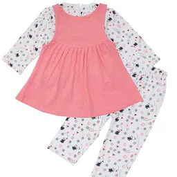 nammababy Premium Baby Girls Full Sleeves Frock with Pant Baby Girl's Cotton Frock with Leggings, Frill Frock - Pack of 1 image 2