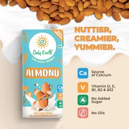 Only Earth Almond Drink | Unsweetened | Lactose-Free | Preservatives Free | Made with Natural Almond Paste | Source of Calcium | Contains Vitamin D,E,B1,B2 & B12 | Dairy Alternative | Cholesterol Free | Plant-Based Alternative | Barista Edition 1L image 2