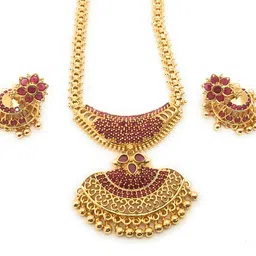 sasitrends One Gram Gold Plated Small Pendant Chain Necklace for Women and Girls image 1