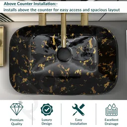 Plantex Tabletop Wash Basin for Bathroom/Designer Ceramic Basin/Rectangle Countertop Wash Basin/Home/Office (21.5 x 14 x 4.5 Inch) image 2