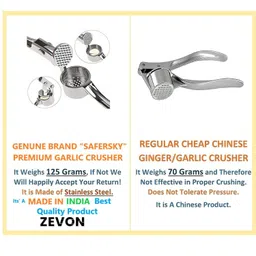 zevon ZEVON® Garlic Crusher Presser Garlic Press Manual Garlic Mincer Stainless Steel Garlic Cutter Chopper,Hand Press Garlic Crusher and Chopper, Mincer Cutter for Garlic for Kitchen image 2