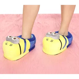 qualtos Minin Bedroom Home Plush Slipper Shoes Free Size For Adult And Kids (Plush Shoes,blue,yellow) image 5