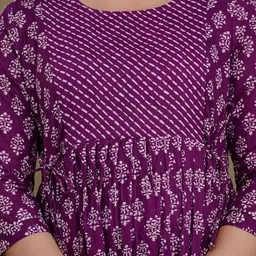 vivan enterprises Women's Pure Cotton Maternity Gown Dress | A-line Feeding Kurti | Purple Kurtis for Women & Girls image 4