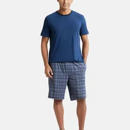 jockey IM02 Men's Tencel Micro Modal Cotton Elastane Stretch Regular Fit Checkered Sleep Shorts with Side Pockets image 4