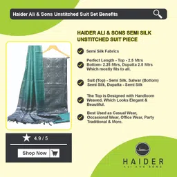 haider ali and sons HAIDER ALI AND SONSWomen's Bhagalpuri Handwoven Kota Banswada Silk Unstitched Dress materials 2.5mtr. Each_Free Size | image 3