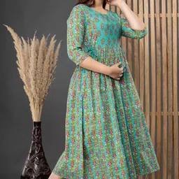 Albela Women's Cotton Floral Printed Maternity Feeding Kurti with Zipper Maternity Gown for Women Feeding Dress image 5