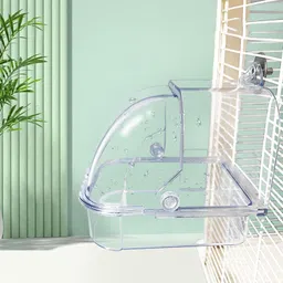 secret desire SECRET DESIREPet Bird Bath Box Hanging Caged Parrot Bathing Tub for Parakeets Small Birds Clear image 1