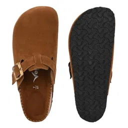 vellinto Comfortable Sphinx Clog ll Suede Clogs Slip-On Mules with Buckle, Comfortable Arch Support, Anti-Skid Sole image 5