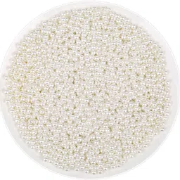 hunny- bunch HUNNY- BUNCH® Premium Ivory Pearl Beads 4 MM Sew on Pearl Beads with Holes for Craft, Jewelry Making, Bracelets, Necklaces, Decoration and Vase Filler (50 Grams - 1000 Pieces Approx) image 1