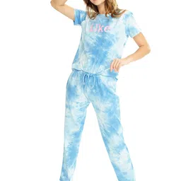 lotik Women's Cotton Lycra Tie-Dye Print Comfortable Top & Payjama Set image 1