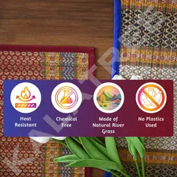 KalaTree Handmade River Grass Natural Thread Yoga Exercise Fitness Mats | Multicolour Chatai mat for Pooja Prayer Sitting Meditation Picnic| Set of 2 - Elegant image 5