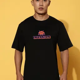 veirdo Pure Cotton Oversized Loose Fit Drop Shoulder Latest Graphic Printed Men's Half Sleeve T-Shirt (Sizes: S to 2XL) image 4