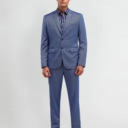 arvind Blue Tailored Fit Three Piece Suit image 3