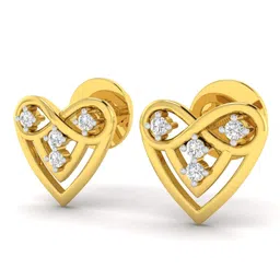avsar 18k (750) Yellow Gold and Diamond Stud Earrings for Women image 4