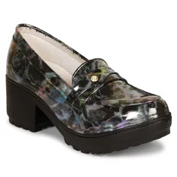 saheb Stylish Casual High Heel Loafers for Girls and Women (3UK Black 836) image 1