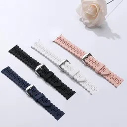 Lamshaw Compatible with Venu 2 Plus Bands, New Silicone Lace Women and Men Slim Thin Hollow-Out Replacement Straps Compatible with Garmin Venu Sq/Venu 2 Plus Smartwatch image 3