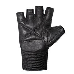 MAIZO Leather Gym Gloves with Wrist Support/Gym Accessories/Weightlifting/Exercise/Workout/Training/Cycling/Bike/Sports Gloves for Men & Women/Boy & Girl Size - (Medium),Black image 3