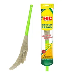 hic hamara india clean HIC Plastic Zero Dust Broom (Green, Standard Size) image 1