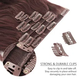 FESHFEN Clip in Hair Extensions 7 PCS Full Head 20 inch Curly Wave Synthetic Clip Hair Piece Wavy Hairpiece for Women Girls image 3