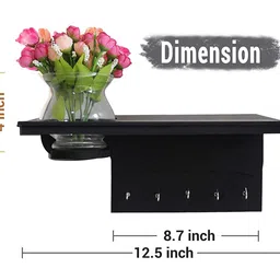 TIED RIBBONS Decorative Medal and Trophy Display Holder Rack with Flower and Vase for Wall Decoration Home Office Marathon Sports Cricket Cyclists Academics (Wooden, Handcrafted) image 4