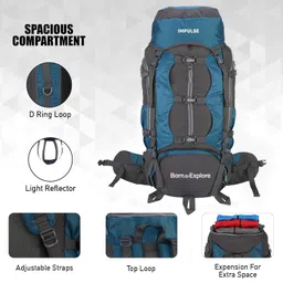 impulse Rucksack bags 90 litres travel bag for men tourist bag for travel backpack for hiking trekking Bag for men camping Buckle Up Bag with 1 year Warranty image 2