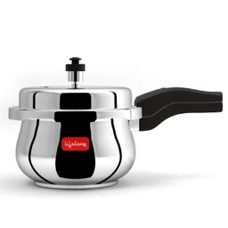 Lifelong Stainless Steel Curve Pressure Cooker 3L | Induction & Gas Stove Compatible with Outer Lid, ISI Certified & Lock System |Safe & Durable Kitchen Essential with 5 Years Warranty (Silver) image 1