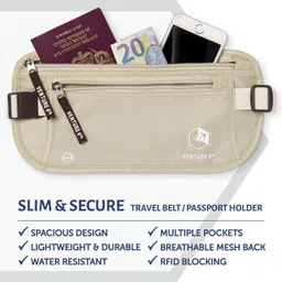 bittzoot Travel Hidden Money Belt for Men & Women, RFID Blocking Waist Pack, Cash, Passport, Wallet & Phone, Credit Cards, Travel Documents - Beige image 3