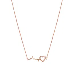 brado jewellery Rose Gold Plated American Diamond Heart Beat Necklace Chain for Women and Girl image 1
