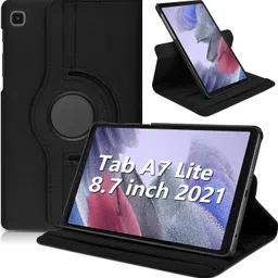 caseous Caseous® Synthetic Leather 360 Rotating Flip Back Cover Case for Samsung Galaxy Tab A7 Lite 8.7 inch (22.1 cm) SM-T220/T225 (Black) image 1