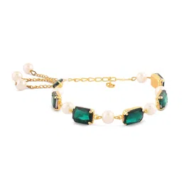 zaveri pearls Green Artificial Stones & Pearls Adjustable Bracelet For Women-ZPFK16715 image 1