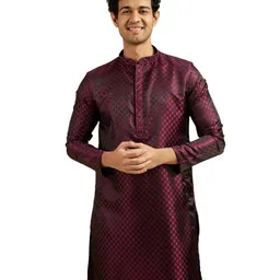 diwas by manyavar Men's Satin Self Design Kurta (1pc) image 1