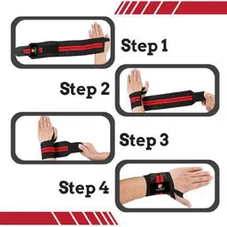 Feroc Professional Wrist Wrap Band, Wrist Strap for Gym and Fitness (RED Black) image 2