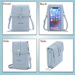 momisy Mobile Bag Cellphone Sling Card Holder Wallet Handbag, Transparent Screen, Crossbody Multi-function Shoulder Bag for Girls-Belt image 5