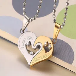 fashion frill Trendy Silver Plated Neck Chain Hug Pendant Heart Necklace For Men Women Girls Boys Valentine Gift For His Her Couple Pendants image 3