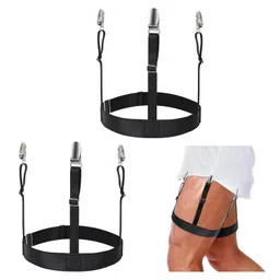 mozeat lens Shirt Garters for Men Shirt Stays for Men Adjustable Elastic Shirt Garter Shirts Holder with Non-slip Locking Clamps Upgraded Shirt Tucker,Premium Adjustable Shirt Holders, Black, Large image 1