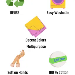 generic Face Towel Hand Towel Kitchen Towel Cotton Set of 6 Multipurpose Multicolor Akruti Textile image 4