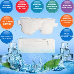 Widely Pure Cotton eye mask hot and cold therapy pack sleeping mask and cold cloth for eyes stress blind fold for dark circles dry eyes, colling eyes, pain relif , redness, eye patches, eye relaxing for women and men reusable and washable 8x4 inches image 4