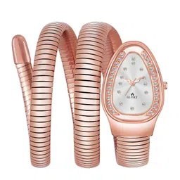 aglance Rose Gold Women's Watch Embrace The Latest Trend with Stylish Snake Design Metal Strap Dial Bracelet image 1