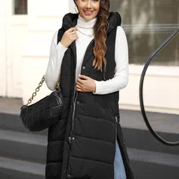 heekpek Puffer Vest for Women Long Down Hooded Vest Womens Sleeveless Zip Up Jacket Winter Thick Coats with Pockets image 2