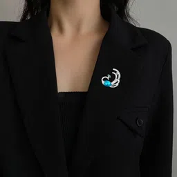 mahi Swooning Peacock Shaped Brooch/Saree Pin for Women (PABP1101028PR) image 2