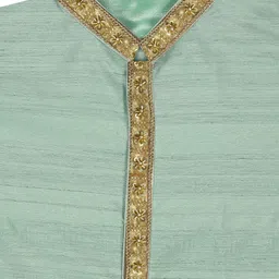Pulse Weaves Men's Unstitched Premium Kurta Fabric Set, Poly Raw Silk with Santun Silk, 3 Metres, Mint Green, Up to 5XL image 5