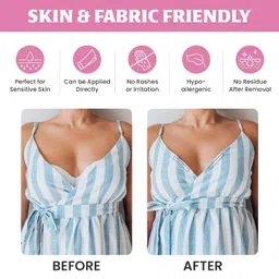 vihlanath Multipurpose Body Tape for Breast Lift 10 Nipple Pasties with Boob Tape & 36 Fashion Tape Bob Tape for Women Push Up & Lifting Breast Double Sided Tape for Clothes Beige (36 Strips) image 2