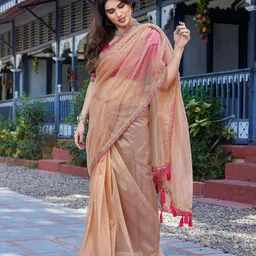 yashika Women's New Bollywood Soft Tissue Silk Saree With Blouse Material |saree for Women | New Sari | Latest Saree image 5