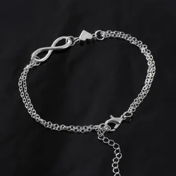 yellow chimes Valentine Gift for Girls Bracelet For Woman | Fashion Silver Bracelet For Women | Valentines Special Infinity Love Chain Bracelets for Girls | Birthday Anniversary Gift For Girlfriend image 5