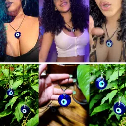 long tiantian Evil Eye Necklace,Blue Turkish Glass Leather Rope Evil Eye Necklace for Women Men Lucky Protection Necklace Jewelry image 4